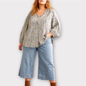 Rose & Olive Floral Peasant Blouse